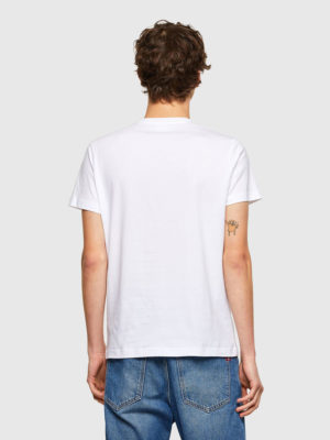 DIESEL T-shirt à logo en jersey de coton fin Blanc