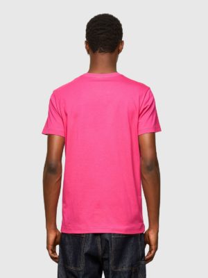 DIESEL T-shirt à logo en jersey de coton fin Fuchsia