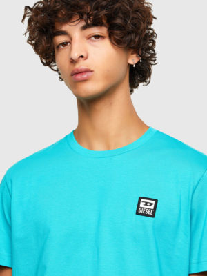 DIESEL T-shirt avec empiècement Logo D Bleu Cyan