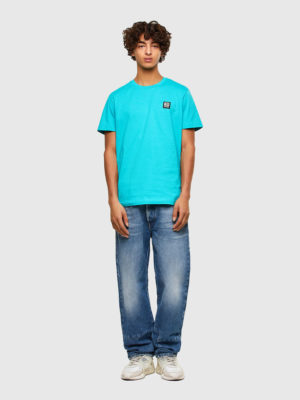 DIESEL T-shirt avec empiècement Logo D Bleu Cyan