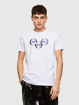 DIESEL T-shirt avec logo imprimé Blanc