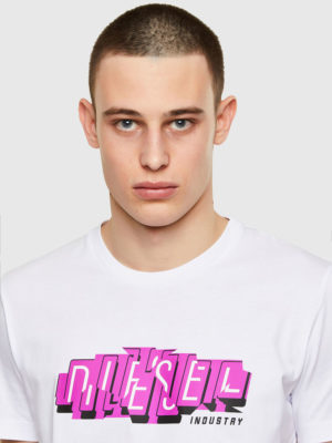 DIESEL T-shirt avec logo imprimé non aligné Blanc