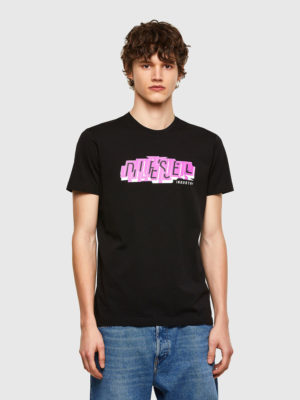 DIESEL T-shirt avec logo imprimé non aligné Noir