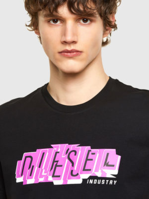 DIESEL T-shirt avec logo imprimé non aligné Noir