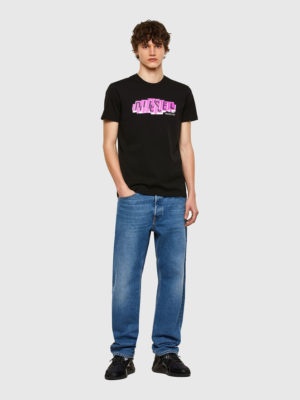 DIESEL T-shirt avec logo imprimé non aligné Noir