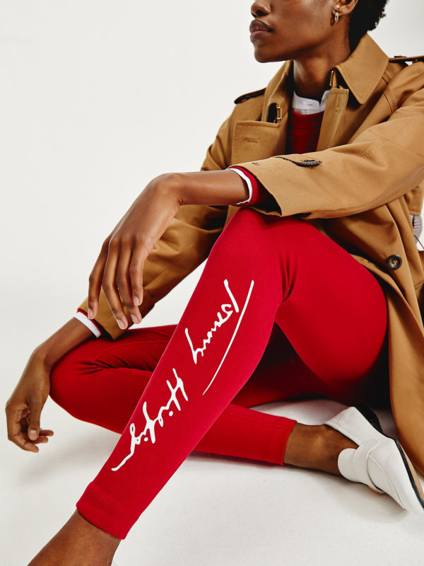 TOMMY HILFIGER Legging à Logo signature Rouge