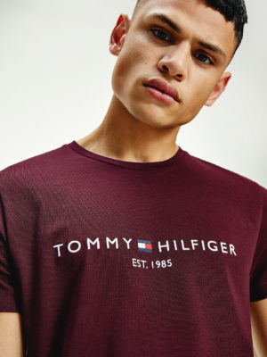 TOMMY HILFIGER T-Shirt en coton BIO à Logo Bordeaux