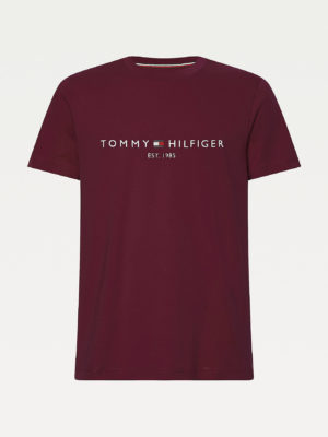 TOMMY HILFIGER T-Shirt en coton BIO à Logo Bordeaux