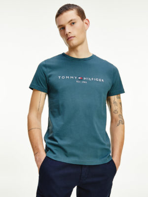 TOMMY HILFIGER T-Shirt en coton BIO à Logo Bleu Audacieux