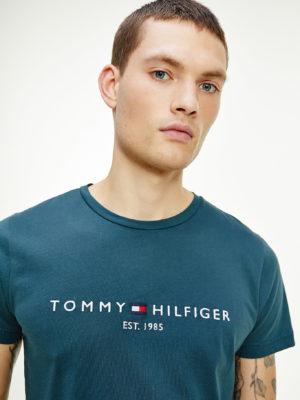 TOMMY HILFIGER T-Shirt en coton BIO à Logo Bleu Audacieux