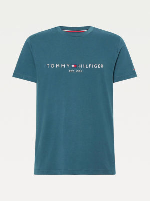TOMMY HILFIGER T-Shirt en coton BIO à Logo Bleu Audacieux