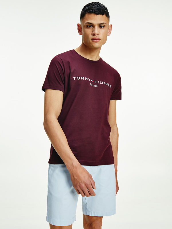 TOMMY HILFIGER T-Shirt en coton BIO à Logo Bordeaux