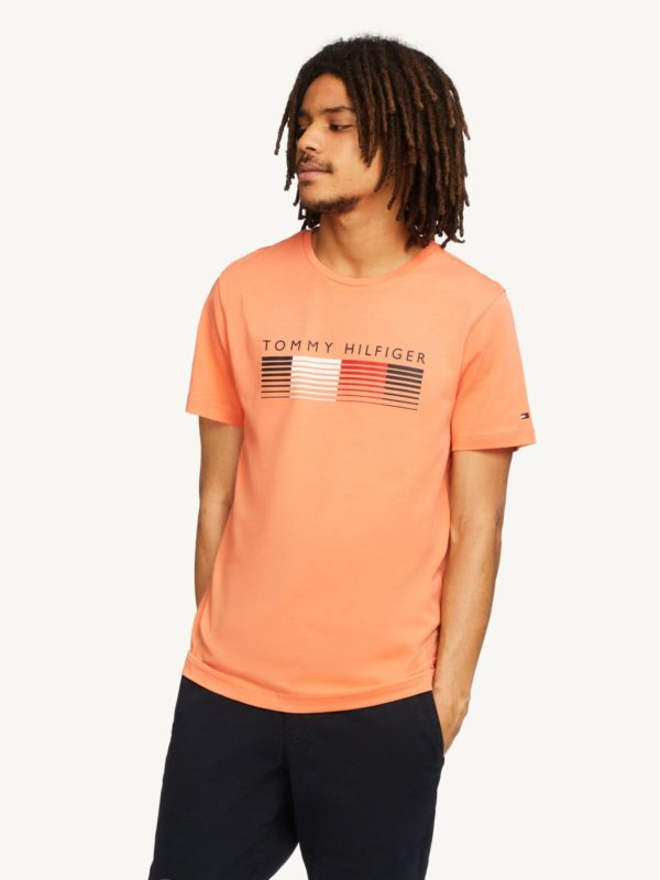 TOMMY HILFIGER T-Shirt en coton bio à logo dégradé Orange