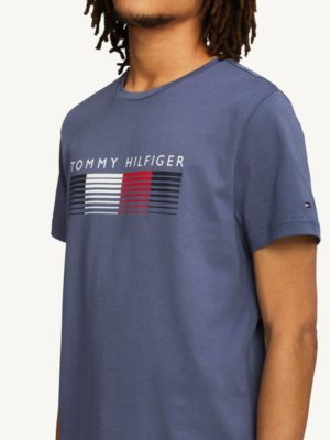 TOMMY HILFIGER T-Shirt en coton bio à logo dégradé Bleu Indigo