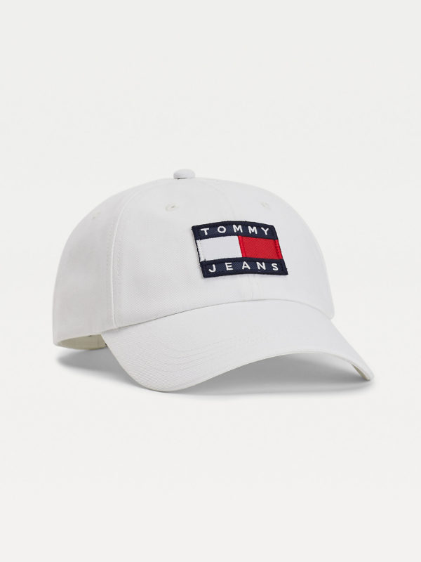 TOMMY JEANS Casquette en coton bio à badge Blanche