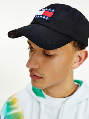 TOMMY JEANS Casquette en coton bio à badge Noire