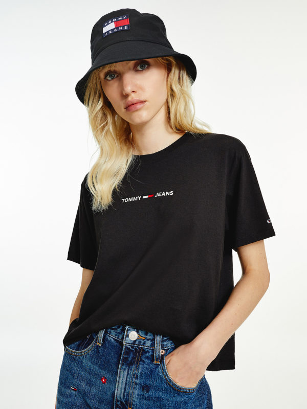 TOMMY JEANS T-Shirt en coton bio à logo brodé Noir