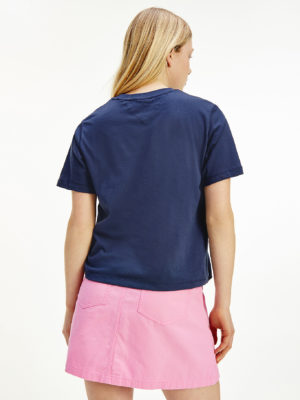 TOMMY JEANS T-Shirt en coton bio à logo brodé Bleu Marine