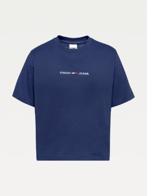 TOMMY JEANS T-Shirt en coton bio à logo brodé Bleu Marine