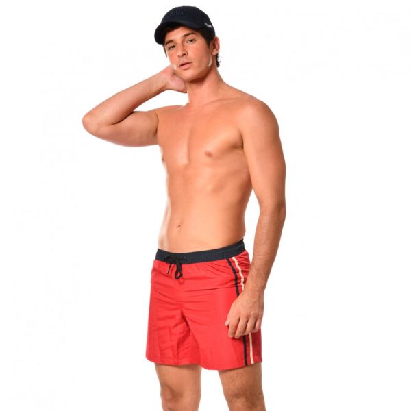 VON DUTCH Boardshort Bicolore Avec Bandes Latérales Rouge