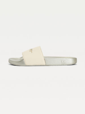 TOMMY HILFIGER Claquettes métalisées à logo signature Ligh Gold
