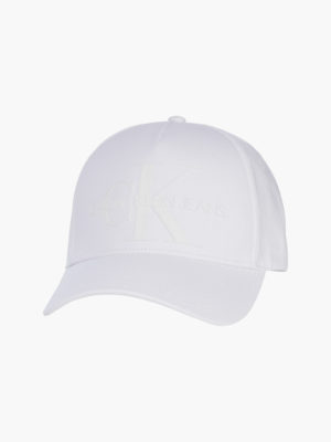 CALVIN KLEIN Casquette en sergé de coton avec grand logo CK Blanche