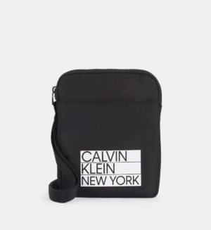 CALVIN KLEIN Sacoche Flatpack S signature nylon Noir