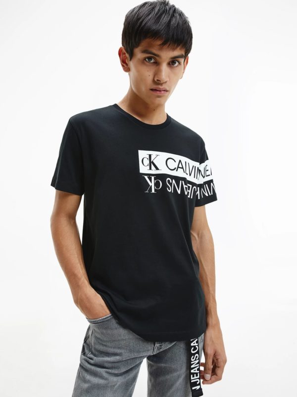 CALVIN KLEIN T-Shirt en coton bio avec logo Noir