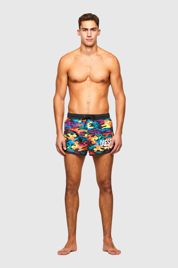 DIESEL Short de bain camouflage arc-en-ciel édition Pride