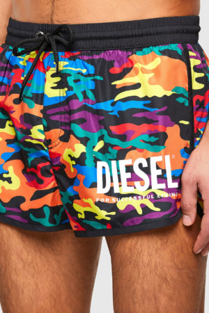 DIESEL Short de bain camouflage arc-en-ciel édition Pride