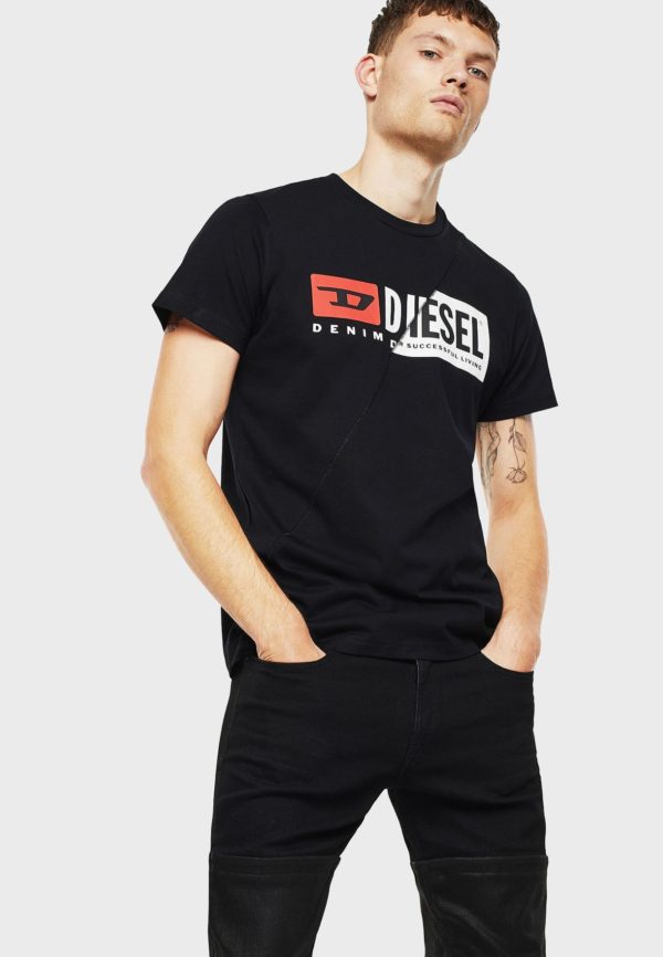 DIESEL T-Shirt à double logo Noir