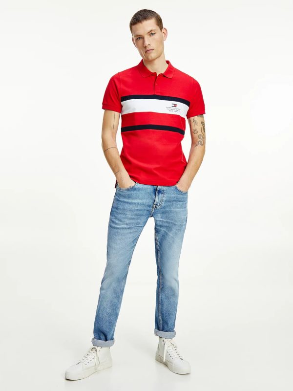 TOMMY HILFIGER Polo ajusté TH Cool Rouge