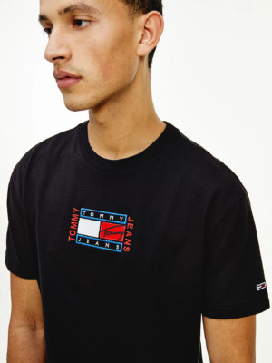 TOMMY JEANS T-Shirt en coton bio à logo drapeau Noir