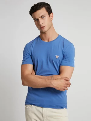 GUESS T-shirt Slim avec petit logo Bleu