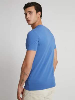 GUESS T-shirt Slim avec petit logo Bleu
