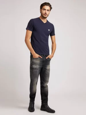 GUESS T-shirt Slim avec petit logo Bleu Marine