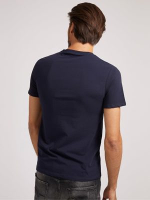 GUESS T-shirt Slim avec petit logo Bleu Marine