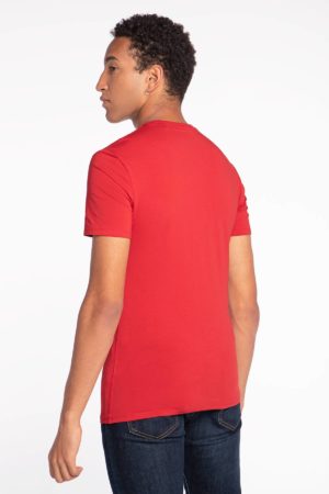 GUESS T-shirt Slim avec petit logo Rouge