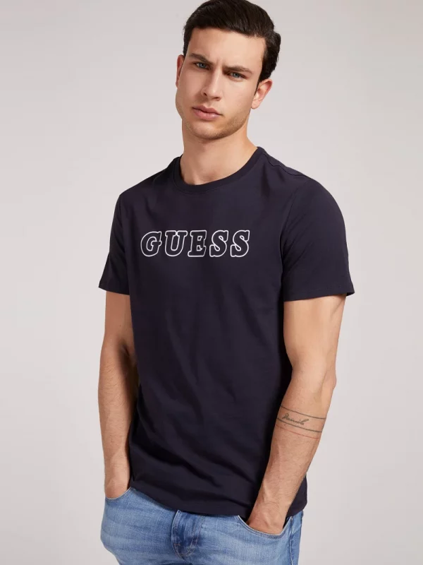 GUESS T-shirt logo frontal Bleu marine