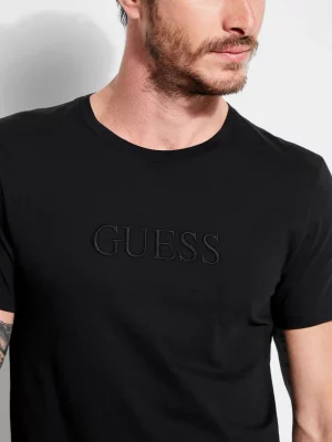 GUESS T-shirt logo ton sur ton Noir