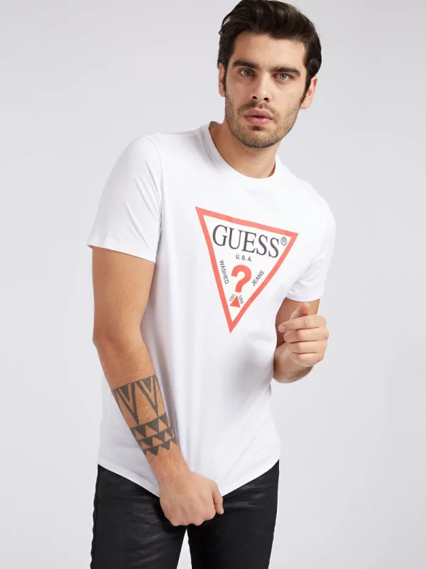 GUESS T-shirt logo triangle Blanc