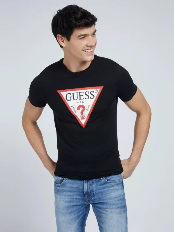 GUESS T-shirt logo triangle Noir