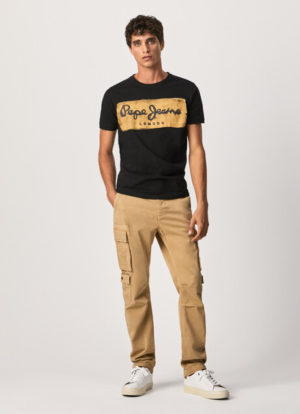 PEPE JEANS T-Shirt Effet Vintage avec logo Noir