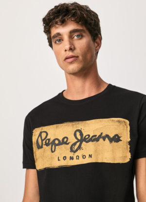 PEPE JEANS T-Shirt Effet Vintage avec logo Noir