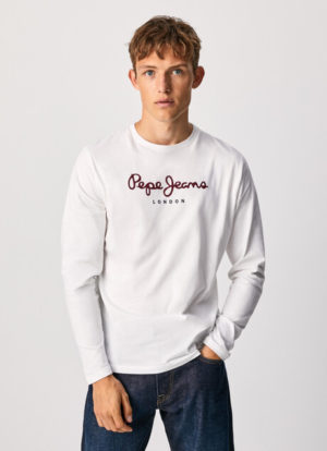 PEPE JEANS T-Shirt à manches longues EGGO Blanc