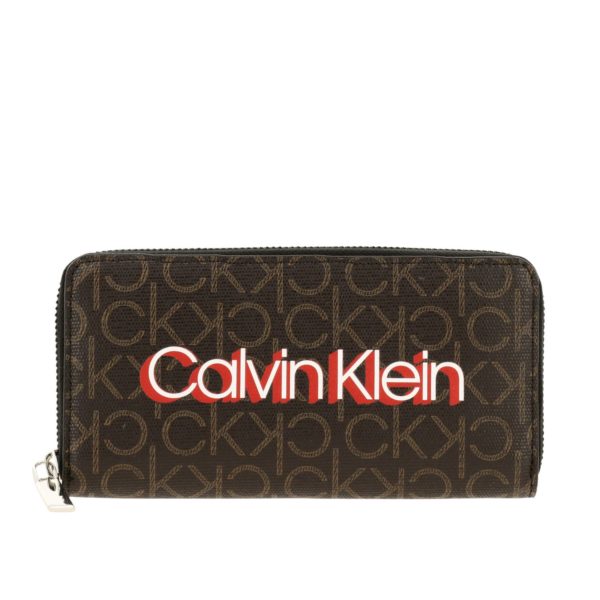 CALVIN KLEIN Portefeuille zippé avec logo Calvin Klein Marron