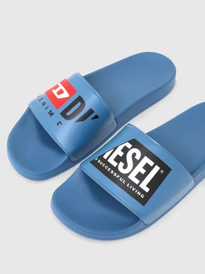 DIESEL Claquettes de piscine avec double logo Bleue