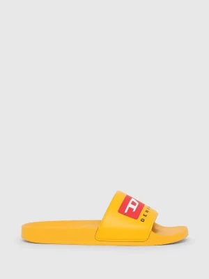 DIESEL Claquettes de piscine avec double logo Jaune