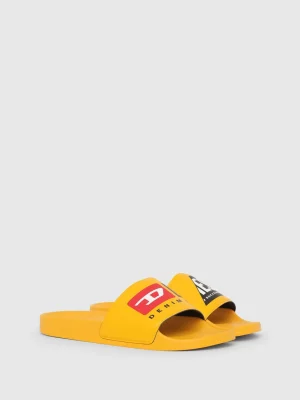 DIESEL Claquettes de piscine avec double logo Jaune