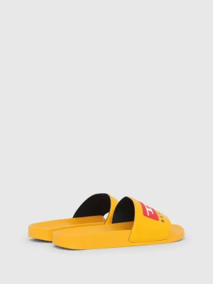 DIESEL Claquettes de piscine avec double logo Jaune